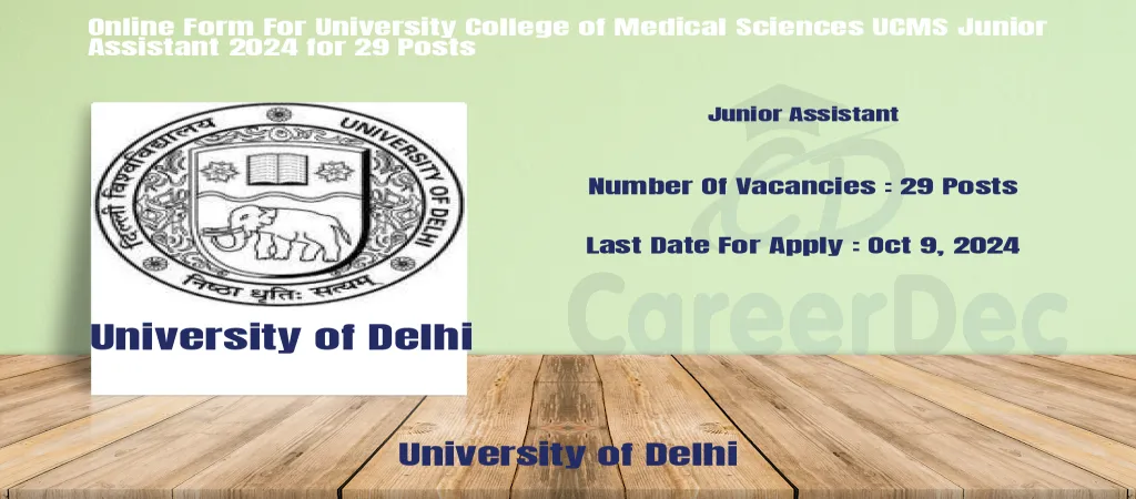 Online Form For University College of Medical Sciences UCMS Junior Assistant 2024 for 29 Posts logo