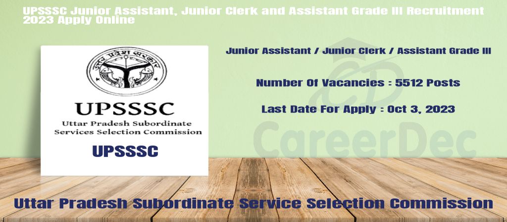 UPSSSC Junior Assistant, Junior Clerk and Assistant Grade III Recruitment 2023 Apply Online logo