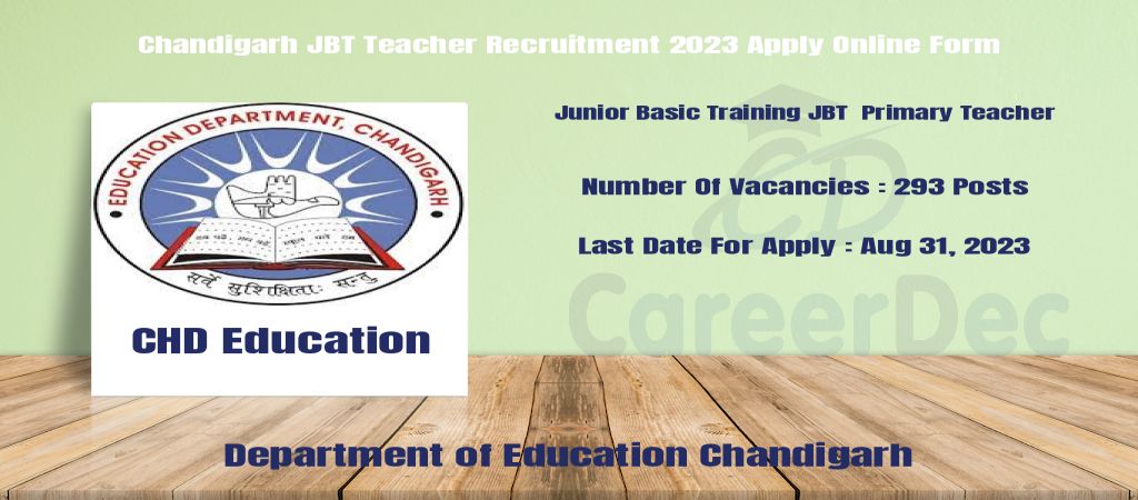Chandigarh JBT Teacher Recruitment 2023 Apply Online Form logo