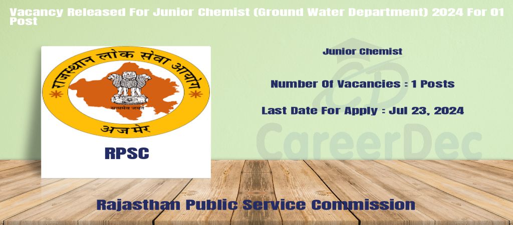 Vacancy Released For Junior Chemist (Ground Water Department) 2024 For 01 Post logo