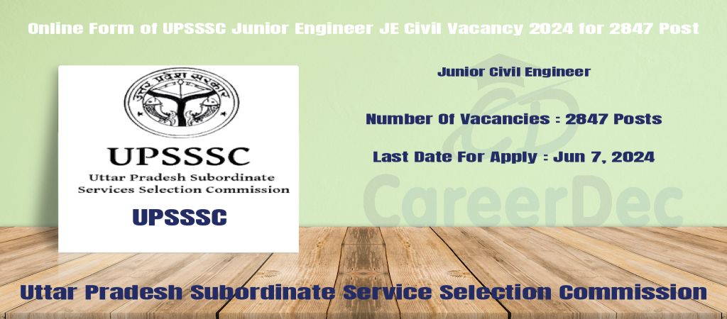 Online Form of UPSSSC Junior Engineer JE Civil Vacancy 2024 for 2847 Post logo