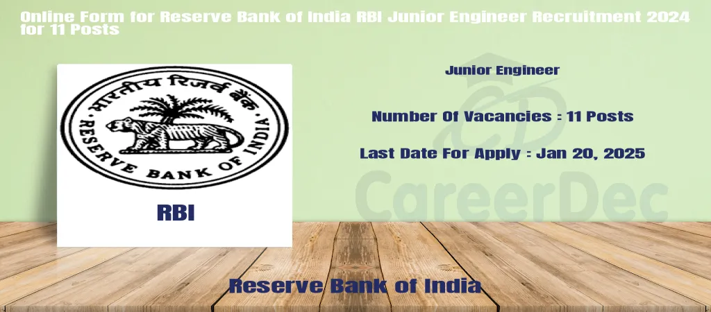 Online Form for Reserve Bank of India RBI Junior Engineer Recruitment 2024 for 11 Posts logo