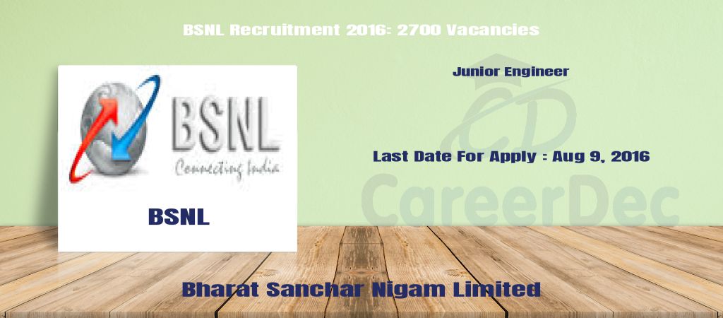 BSNL Recruitment 2016: 2700 Vacancies logo