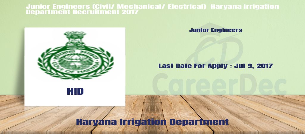 Junior Engineers (Civil/ Mechanical/ Electrical) Haryana Irrigation Department Recruitment 2017 logo