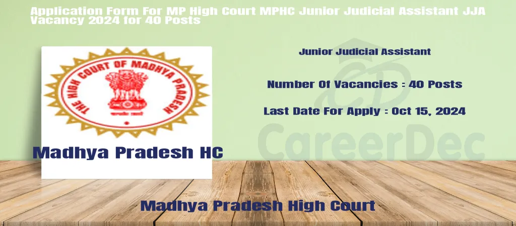 Application Form For MP High Court MPHC Junior Judicial Assistant JJA Vacancy 2024 for 40 Posts logo