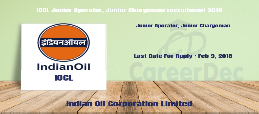IOCL Junior Operator, Junior Chargeman recruitment 2018 logo