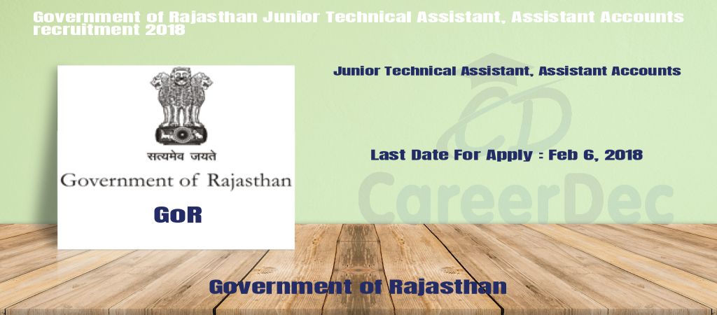 Government of Rajasthan Junior Technical Assistant, Assistant Accounts recruitment 2018 logo