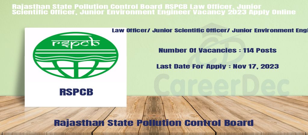 Rajasthan State Pollution Control Board RSPCB Law Officer, Junior Scientific Officer, Junior Environment Engineer Vacancy 2023 Apply Online logo