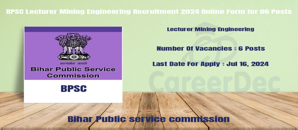 BPSC Lecturer Mining Engineering Recruitment 2024 Online Form for 06 Posts logo