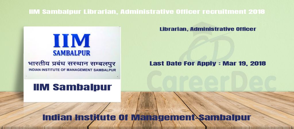 IIM Sambalpur Librarian, Administrative Officer recruitment 2018 logo