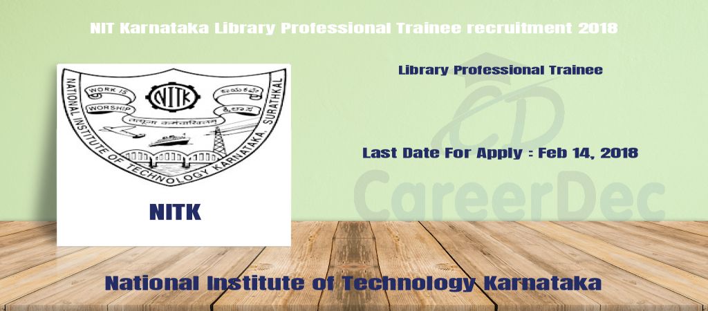 NIT Karnataka Library Professional Trainee recruitment 2018 logo