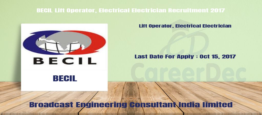 BECIL Lift Operator, Electrical Electrician Recruitment 2017 logo