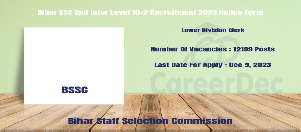 Bihar SSC 2nd Inter Level 10+2 Recruitment 2023 Online Form logo