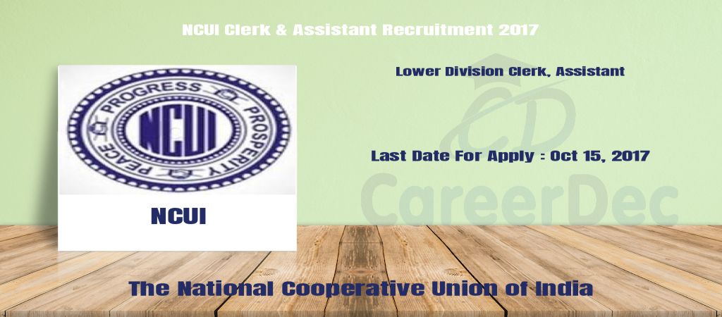 NCUI Clerk & Assistant Recruitment 2017 logo