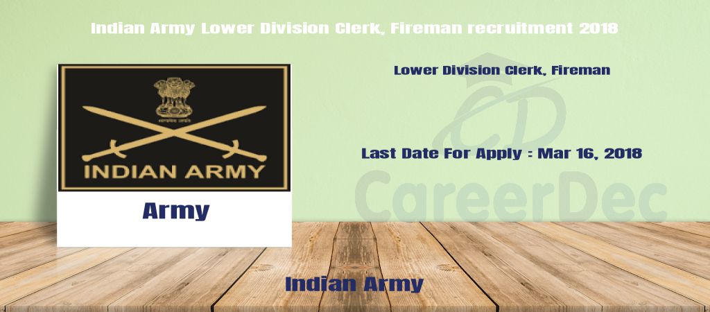 Indian Army Lower Division Clerk, Fireman recruitment 2018 logo