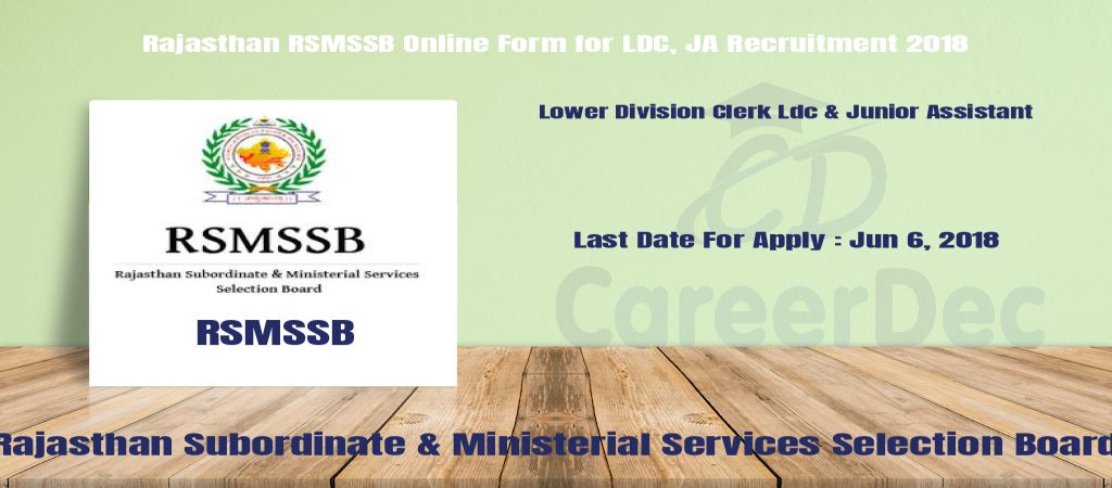 Rajasthan RSMSSB Online Form for LDC, JA Recruitment 2018 logo