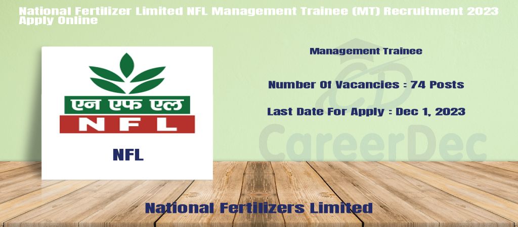 National Fertilizer Limited NFL Management Trainee (MT) Recruitment 2023 Apply Online logo