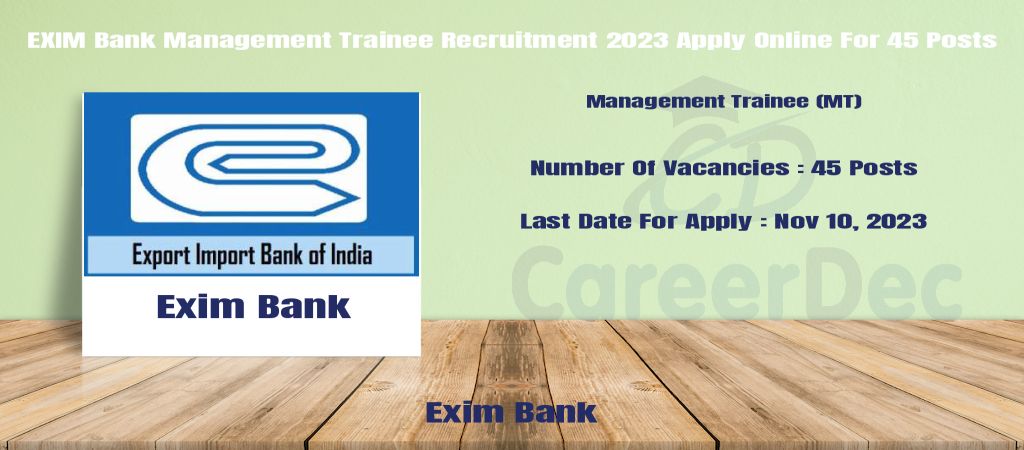 EXIM Bank Management Trainee Recruitment 2023 Apply Online For 45 Posts logo