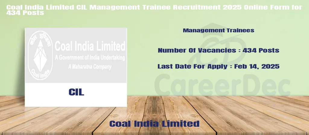 Coal India Limited CIL Management Trainee Recruitment 2025 Online Form for 434 Posts logo