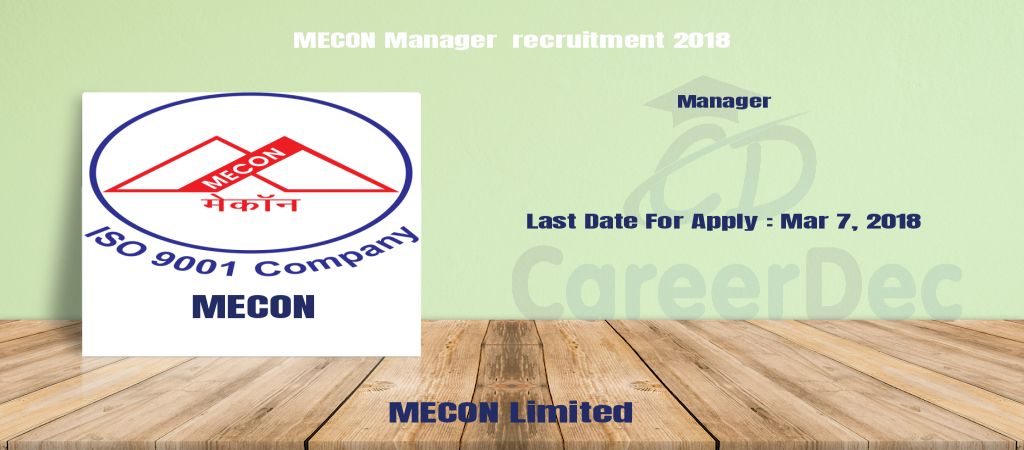 MECON Manager recruitment 2018 logo