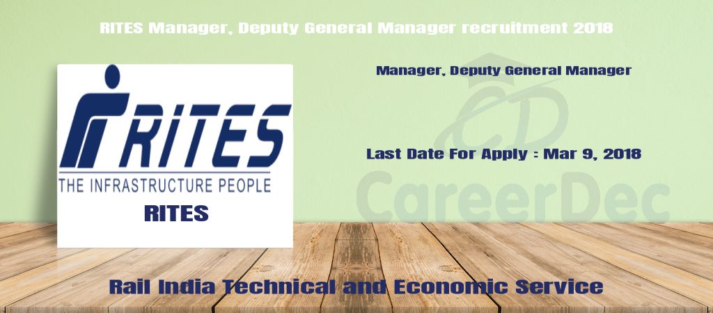 RITES Manager, Deputy General Manager recruitment 2018 logo
