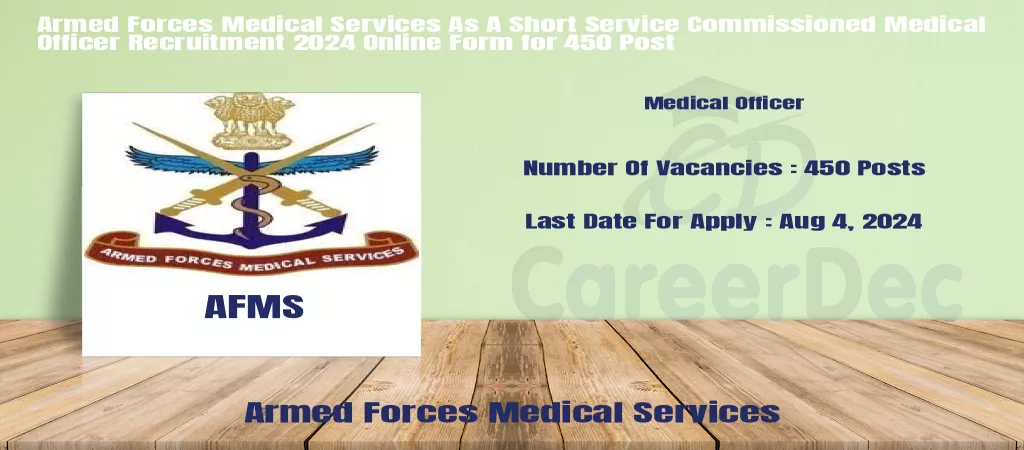 Armed Forces Medical Services As A Short Service Commissioned Medical Officer Recruitment 2024 Online Form for 450 Post logo