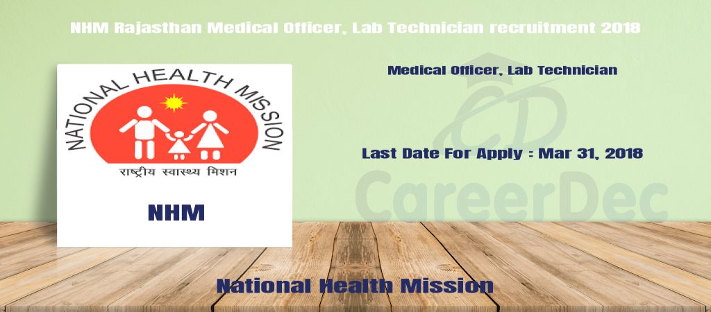 NHM Rajasthan Medical Officer, Lab Technician recruitment 2018 logo