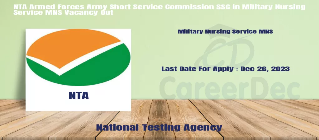 NTA Armed Forces Army Short Service Commission SSC in Military Nursing Service MNS Vacancy Out logo