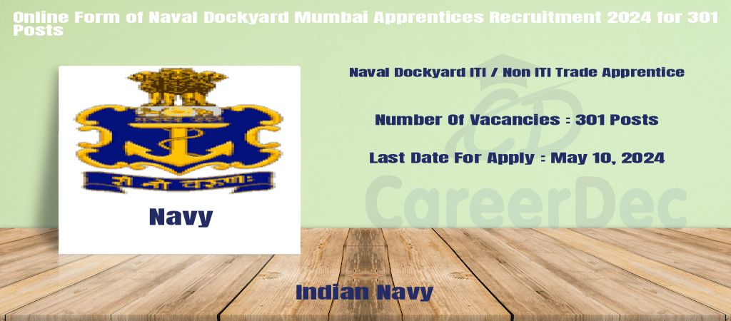 Online Form of Naval Dockyard Mumbai Apprentices Recruitment 2024 for 301 Posts logo