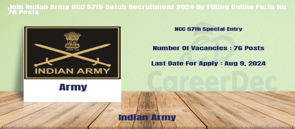 Join Indian Army NCC 57th Batch Recruitment 2024 By Filling Online Form for 76 Posts logo