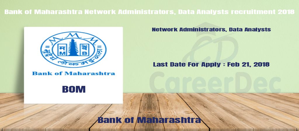 Bank of Maharashtra Network Administrators, Data Analysts recruitment 2018 logo