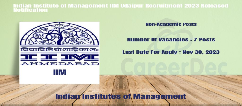 Indian Institute of Management IIM Udaipur Recruitment 2023 Released Notification logo
