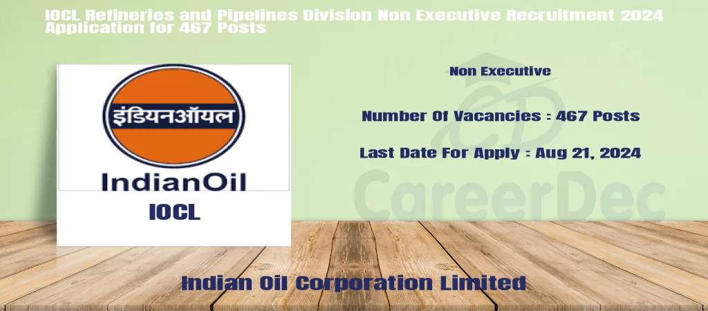 IOCL Refineries and Pipelines Division Non Executive Recruitment 2024 Application for 467 Posts logo