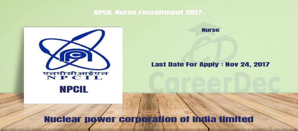 NPCIL Nurse recruitment 2017. logo