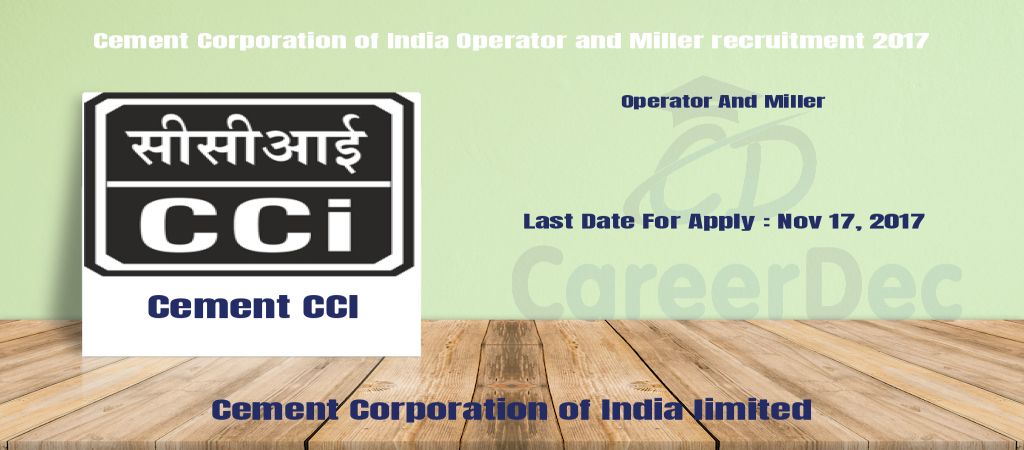 Cement Corporation of India Operator and Miller recruitment 2017 logo