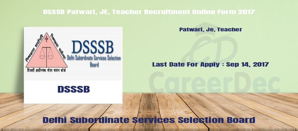 DSSSB Patwari, JE, Teacher Recruitment Online Form 2017 logo