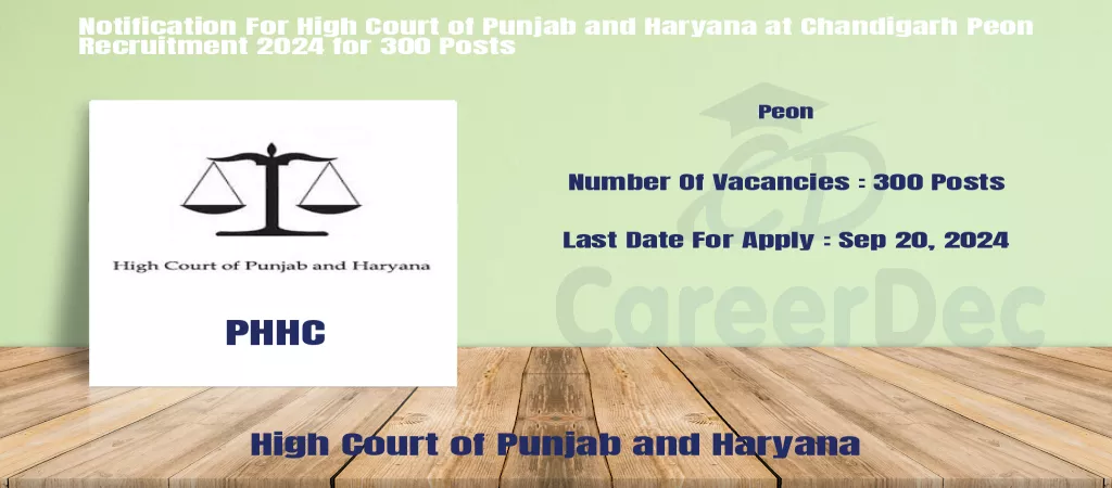 Notification For High Court of Punjab and Haryana at Chandigarh Peon Recruitment 2024 for 300 Posts logo