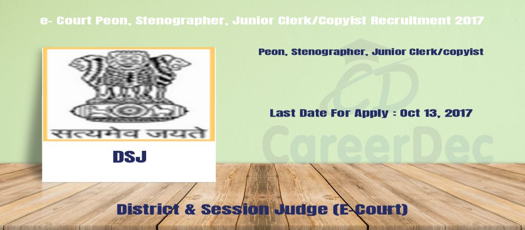 e- Court Peon, Stenographer, Junior Clerk/Copyist Recruitment 2017 logo