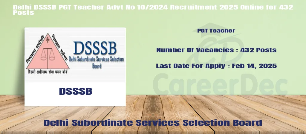 Delhi DSSSB PGT Teacher Advt No 10/2024 Recruitment 2025 Online for 432 Posts logo