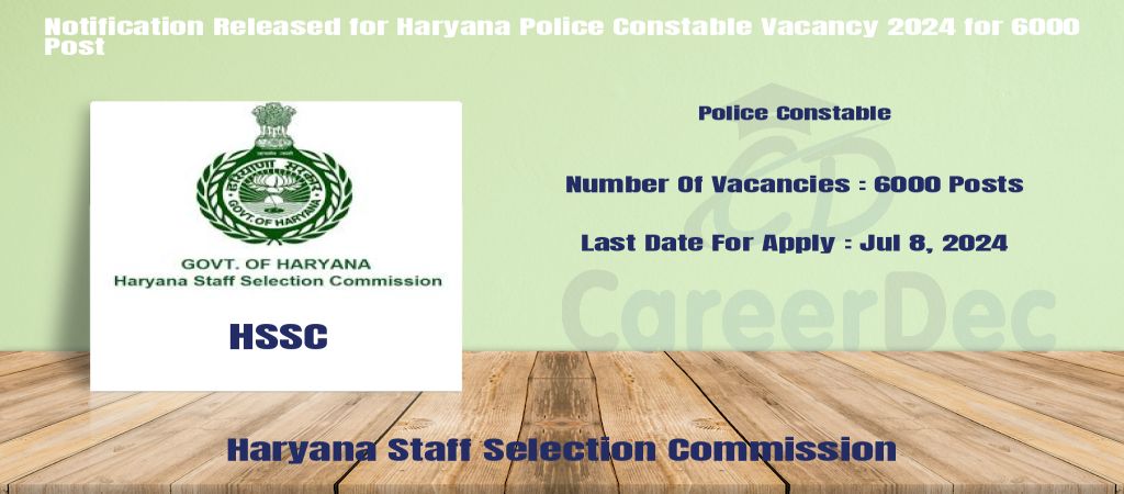 Notification Released for Haryana Police Constable Vacancy 2024 for 6000 Post logo