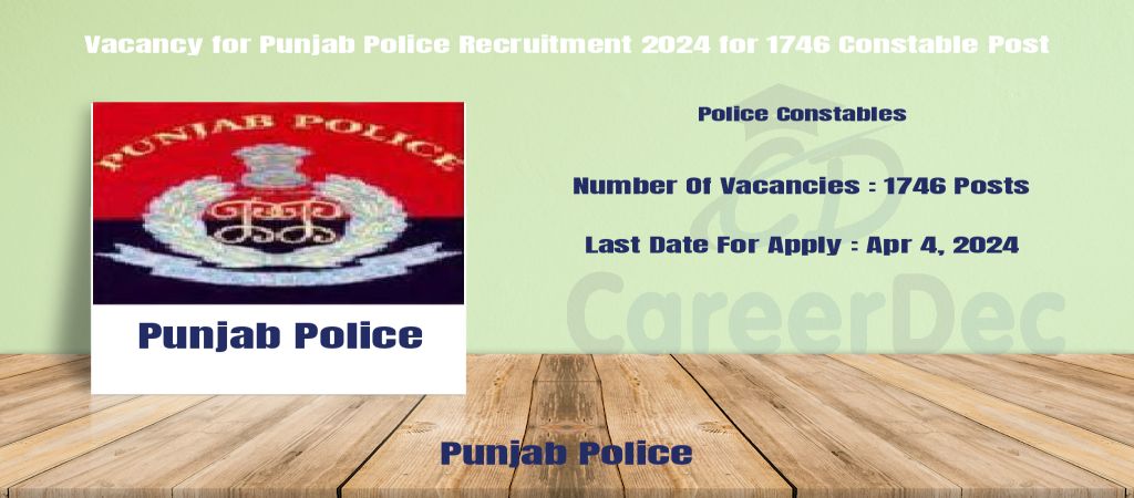 Vacancy for Punjab Police Recruitment 2024 for 1746 Constable Post logo