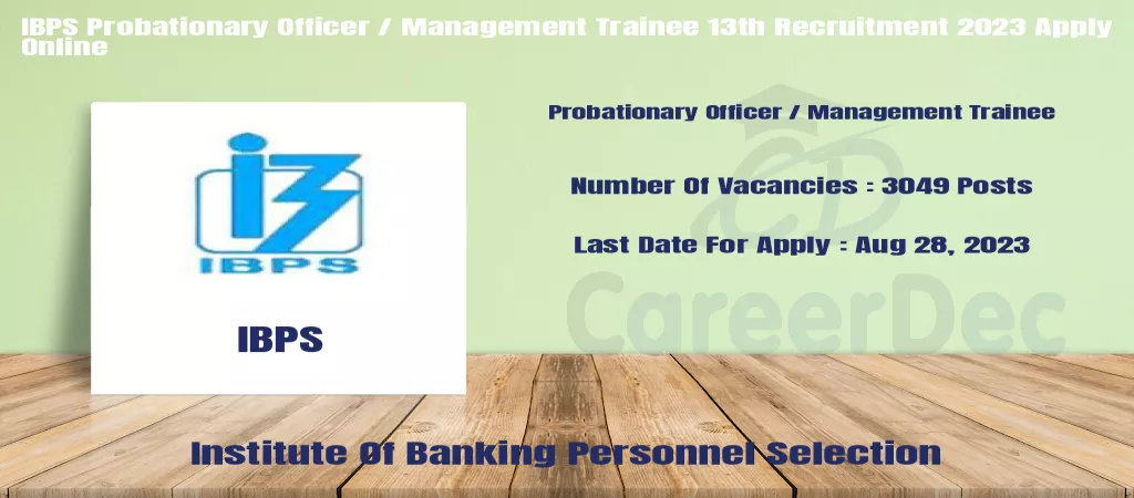 IBPS Probationary Officer / Management Trainee 13th Recruitment 2023 Apply Online logo