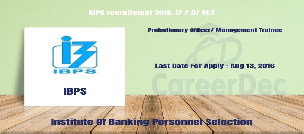 IBPS recruitment 2016-17 P.O/ M.T logo