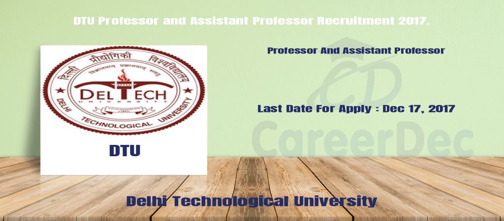 DTU Professor and Assistant Professor Recruitment 2017. logo