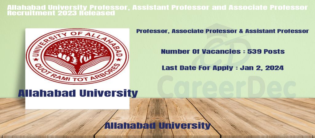 Allahabad University Professor, Assistant Professor and Associate Professor Recruitment 2023 Released logo