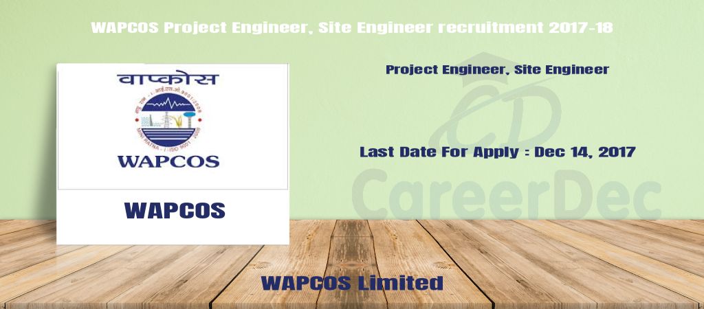 WAPCOS Project Engineer, Site Engineer recruitment 2017-18 logo