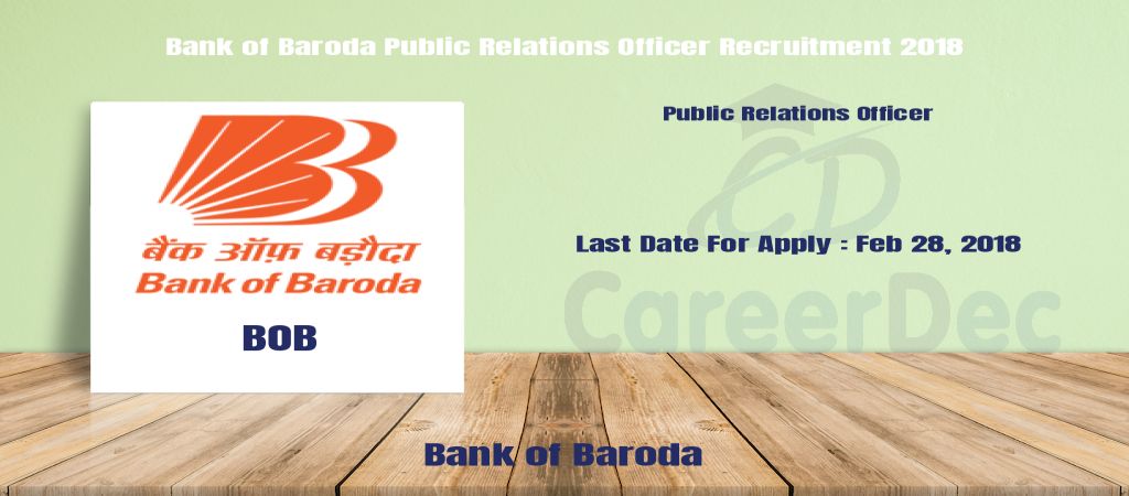 Bank of Baroda Public Relations Officer Recruitment 2018 logo