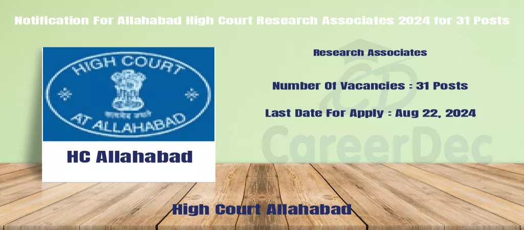 Notification For Allahabad High Court Research Associates 2024 for 31 Posts logo