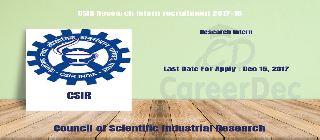 CSIR Research Intern recruitment 2017-18 logo