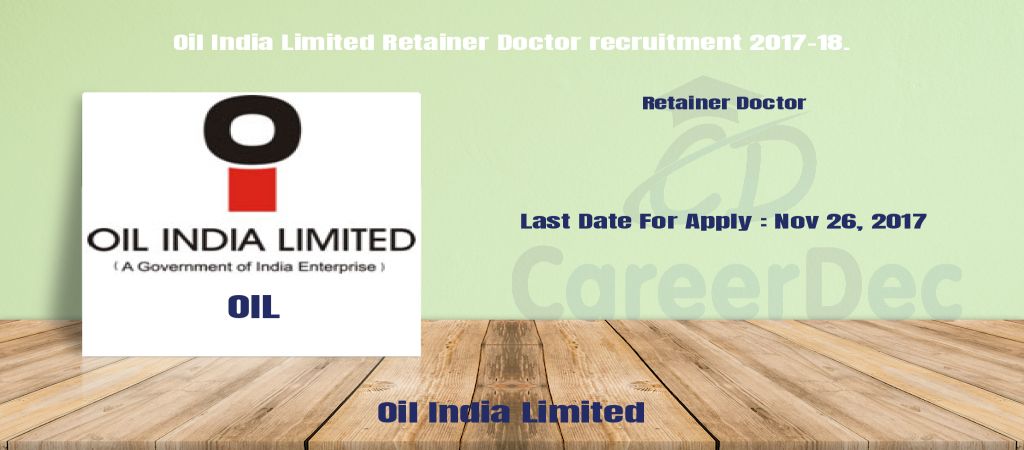Oil India Limited Retainer Doctor recruitment 2017-18. logo